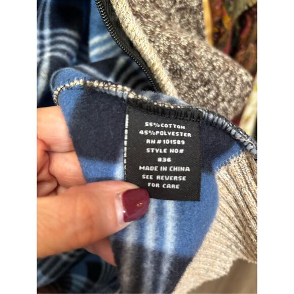 Alberto Cardinali Turtleneck Colorblock Zip Sweater Blue Black Grey Cream Men XL - Picture 6 of 7